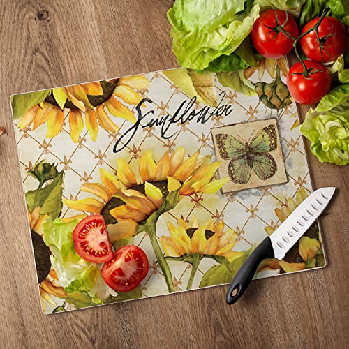 CounterArt Sunflowers in Bloom 3mm Heat Tolerant Tempered Glass Cutting Board 15” x 12” Manufactured in the USA Dishwasher Safe | The Storepaperoomates Retail Market - Fast Affordable Shopping