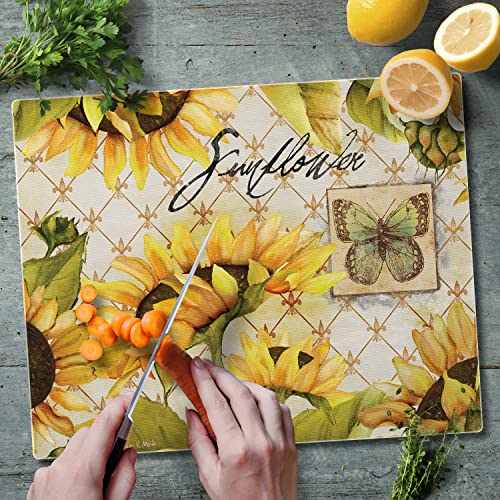 CounterArt Sunflowers in Bloom 3mm Heat Tolerant Tempered Glass Cutting Board 15” x 12” Manufactured in the USA Dishwasher Safe | The Storepaperoomates Retail Market - Fast Affordable Shopping