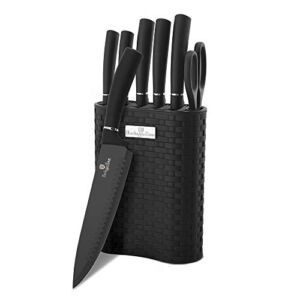 Berlinger Haus Kitchen Knife Set with Block, 7 Piece Knives Set for Kitchen, Elegant Design Cooking Knives with Kitchen Shears, Sharp Cutting Stainless Steel Chef Knife Set with Stand