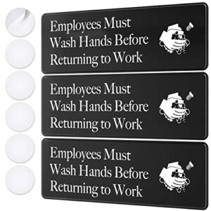 Employees Must Wash Hands Sign – 3″ x 9″ – Ideal Hand Washing Signs for Wall, Door or Sink – Perfect Wash Your Hands Sign Notice for Staff Bathroom, Hand Washing Station, or Commercial Kitchen