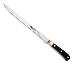 ARCOS Series Regia – Slicing Knife Ham Knife – Blade Nitrum Stainless Steel 10″ – Handle Polyoxymethilene (POM) Black and gold color,170600