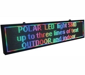 LED sign OUTDOOR 40″ x 9″ WiFi P6 high resolution, full LED RGB color sign with high resolution P6 128×32 dots and new SMD technology. Perfect solution for advertising