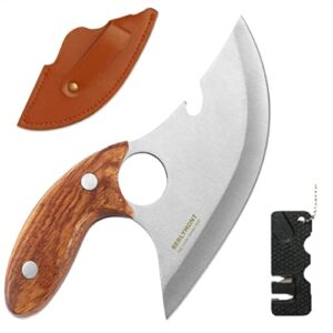 Viking Knife with Sheath Boning Knife Small Meat Knife Full Tang Butcher Knife Portable Outdoor Camping Knife with Bottle Opener & Sharpener Small Portable Knife Mini Cleaver Curved Knife for Camping