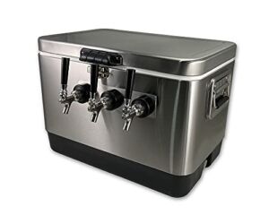 Coldbreak Jockey Box, 3 Taps, Rear Inputs, 54 qt. Steel Belted Cooler, 50′ Coils, Stainless Steel Shanks, Stainless Faucets