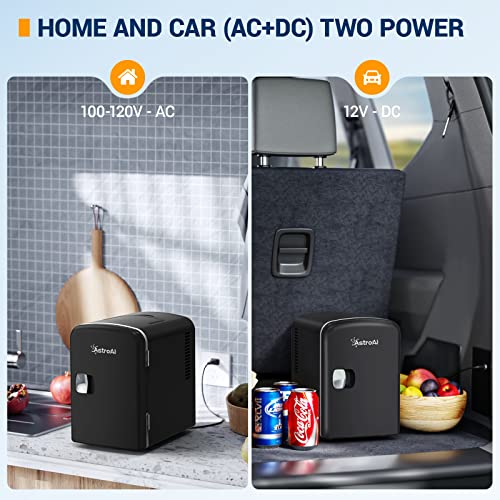 AstroAI Mini Fridge, 4 Liter/6 Can AC/DC Portable Thermoelectric Cooler and Warmer Refrigerators for Christmas Gift, Skincare, Beverage, Food, Home, Office and Car, ETL Listed (Black) | The Storepaperoomates Retail Market - Fast Affordable Shopping