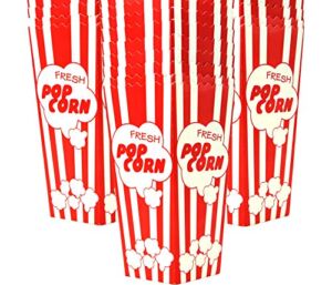 15 Movie Night Popcorn Boxes Buckets 7.75 Inches Tall Large & Holds 46 Oz. Old Fashion Vintage Retro Design Red & White Colored Nostalgic Carnival Stripes Bags & Tubs [various quantities for party]