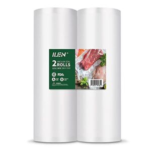 Vacuum Sealer Bags Rolls 2 Pack 11”x 50′ ( total 100 Feet ) Make Custom-Sized BPA Free Heavy Duty for Sous Vide, Meal Prep