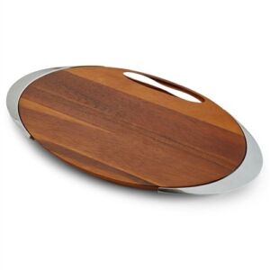 Nambe Eclipse Wood and Metal Cheese Board with Knife