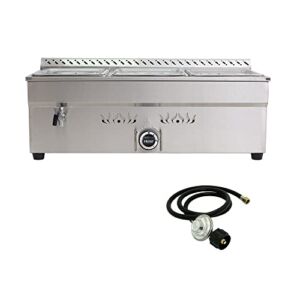 TECHTONGDA Propane Gas Food Soup Warmer Stove Bain Marie Commercial Canteen Buffet Steam Heater 12”x8.7”x4” Pan 3 Pan