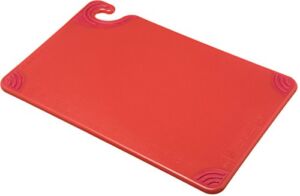 San Jamar Saf-T-Grip Plastic Cutting Board with Safety Hook, 12″ x 18″ x 0.5″, Red