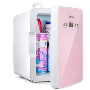 AstroAI Mini Fridge 6 Liter/8 Can Skincare Fridge for Bedroom – Upgraded Temperature Control Panel – AC/12V DC Thermoelectric Portable Cooler and Warmer for Skin Care, Beverage, ETL Listed(Pink)