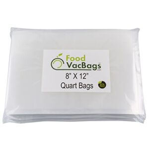 FoodVacBags 100 8″ x 12″ Vacuum Seal Bags, Food Storage, Food Saver compatible, BPA Free, Commercial Grade, Heavy Duty, Sous Vide Cooking