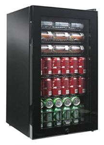 NewAir Black Beverage Refrigerator Cooler, Free Standing With Right Hinge Glass Door And Door Lock Holds Up To 126 Cans, Cools Down to 37 Degrees Perfect For Beer, Wine, And Cooler Drinks AB-1200B