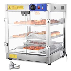 WeChef Commercial Food Warmer 3-Tier 20x20x24″ Countertop Food Pizza Pastry Warmer Display Case 750W 110V