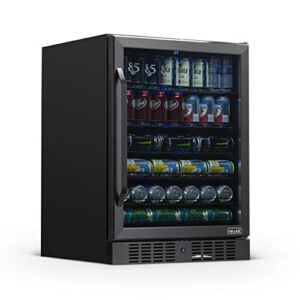 NewAir 24″ Beverage Refrigerator Cooler – 177 Can Capacity Mini Fridge – Black Stainless Steal With Built In Cooler and Glass Door | Cool your Soda, Beer, and Beverages to 37F NBC177BS00