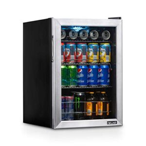 NewAir Beverage Refrigerator Cooler with 90 Can Capacity – Mini Bar Beer Fridge with Right Hinge Glass Door – Cools to 37F – AB-850 – Stainless Steel