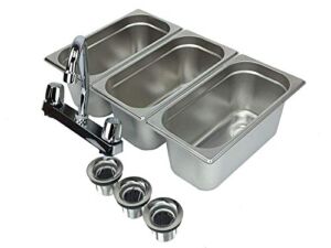 Concession Sink 3 Compartment Portable Stand Food Truck Trailer 3 Small w/Faucet
