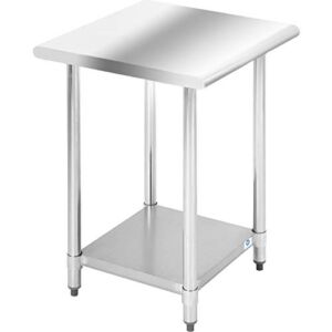 Stainless Steel Work Table Kitchen Work Table Scratch Resistent Commercial Work Table Metal Table with Adjustable Table Foot for Kitchen Home Restaurant (24Wx24L)