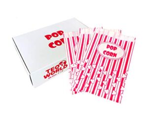 100% Greaseproof White Kraft paper Bags, 100 Popcorn Bags 1 Once – Perfect Size for Theater, Movies, Birthday Parties Celebration – Great Carnival Light Snacking Bags – Popcorn Bags for Party – Sturdy Paper Bags.