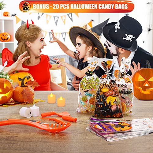 Pumpkin Carving Kit for Kids, 6 Easy Halloween Pumpkin Carving Tools Set, 6 LED Candles, 10 Carving Stencils & 20 Halloween Cellophane Candy Bags | The Storepaperoomates Retail Market - Fast Affordable Shopping