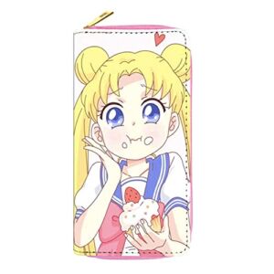 Anime Wallet Leather Cartoon Wallet Cute Purse Men Women Wallet Girls Wallet (Moon Wallet B)¡­