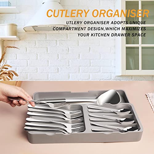 KAKUNM Expandable Utensil Organizer | Plastic Flatware Drawer Organizer, Flatware Drawer Tray for Silverware, Cutlery Holder With 6 Compartments Compact Storage Organization for Spoons Forks Knives | The Storepaperoomates Retail Market - Fast Affordable Shopping