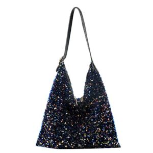 AWXZOM Sequin tote bag for women, sparkle shoulder bag for ladies, glitter handbags shiny hobo bag for women