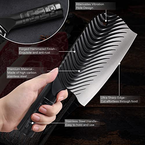 WXCOO Forged Black Cleaver Chef Knife, 6.8 inch High Carbon Stainless Steel Butcher Knife For Meat Cutting Kitchen Cooking Knife, Sharp Boning Chopping Knife for Home Outdoor Camping BBQ | The Storepaperoomates Retail Market - Fast Affordable Shopping