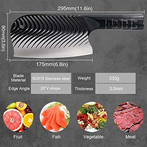 WXCOO Forged Black Cleaver Chef Knife, 6.8 inch High Carbon Stainless Steel Butcher Knife For Meat Cutting Kitchen Cooking Knife, Sharp Boning Chopping Knife for Home Outdoor Camping BBQ | The Storepaperoomates Retail Market - Fast Affordable Shopping