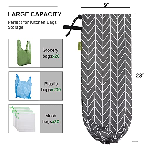 BeeGreen 2 Pack Grey Large Plastic Bag Holders Bulk Heavy Duty Lightweight Grocery Bag Dispensers w Hanging Loop Washable Shopping Bag Storages for Garbage Bag Organizers with Drawstring | The Storepaperoomates Retail Market - Fast Affordable Shopping