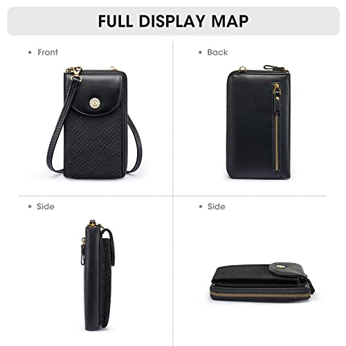 Kattee Women Phone Wallet RFID Blocking Cell Phone Purse PU Leather Small Crossbody Shoulder Handbags Card Holder Bags Designer Wallet Purses (Black) | The Storepaperoomates Retail Market - Fast Affordable Shopping