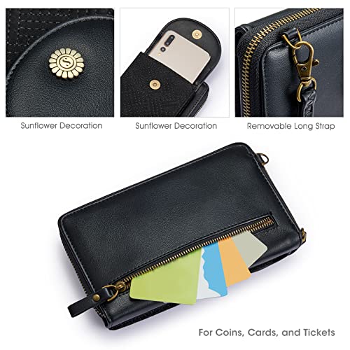 Kattee Women Phone Wallet RFID Blocking Cell Phone Purse PU Leather Small Crossbody Shoulder Handbags Card Holder Bags Designer Wallet Purses (Black) | The Storepaperoomates Retail Market - Fast Affordable Shopping