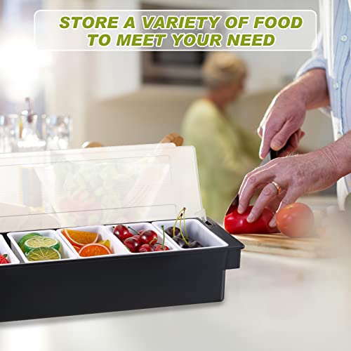 Ice Cooled Condiment Serving Container Chilled Garnish Tray Bar Caddy with 6 Compartments Stainless Steel Ice Scoop 3 Metal Mini Serving Tongs 3 Fruit Fork and 3 Spoons for Food Home Party Kitchen | The Storepaperoomates Retail Market - Fast Affordable Shopping