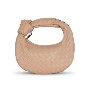 AyTotoro Women Knoted Woven Handbag Designer Ladies Fashion PU Leather Top Handle Hobo Shoulder Bag Bucket Purse Clutch Tote (khaki)