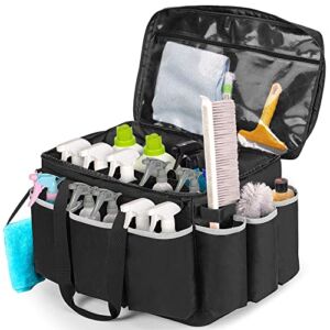 HODRANT Extra-Large Cleaning Caddy with EVA Hard Bottom, High Capacity Cleaning Supplies Organizer for Housekeeping & Home Work, Car Detailing Tools Tote Bag with Shoulder Strap, Patent Pending