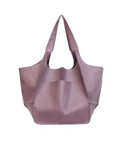 ZOSIVEB Large Tote Handbag, PU Leather Satchel Tote Shoulder Bags Purse Soft Crossbody Oversized Travel Tote Bag (Purple)