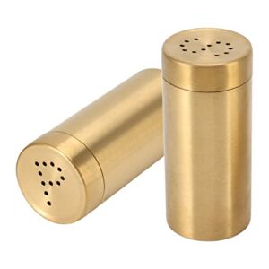 Salt and Pepper Shaker, 2 Pack Stainless Steel Spice Shaker Gold Salt Container with Fine Mesh, Small Kitchen Gadgets for Home Restaurant, 1.5 x 3.5