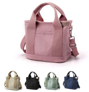 Women’s Large Capacity Multi Pocket Tote Canvas Tote Tote Bag Vintage Hobo Messenger Bag Wallet School College Bag Pink
