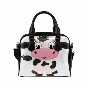 D-Story Cute Funny Cow Handbags for women Purses Top Handle Tote Bags Leather Shoulder Satchel Handbags with Zipper