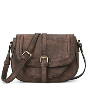 CLUCI Crossbody Saddle Bags for Women Purses Handbags for ladies Girls Travel Satchel Bag Vintage Leather Shoulder Bag