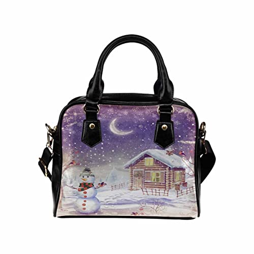 D-Story Snowman Snowflake Handbags for women Top Handle Satchel Bags for Women Leather Purses and Handbags Multiple Pockets | The Storepaperoomates Retail Market - Fast Affordable Shopping