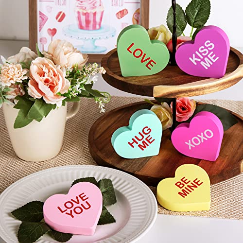 Treory Valentines Day Decor Candy Heart Table Decorations Sign, 6 Pcs Valentines Day Wooden Tiered Tray Decor, Classic Valentines Day Decorations for The Home Table Decor Valentines Day Gifts | The Storepaperoomates Retail Market - Fast Affordable Shopping
