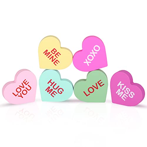 Treory Valentines Day Decor Candy Heart Table Decorations Sign, 6 Pcs Valentines Day Wooden Tiered Tray Decor, Classic Valentines Day Decorations for The Home Table Decor Valentines Day Gifts | The Storepaperoomates Retail Market - Fast Affordable Shopping