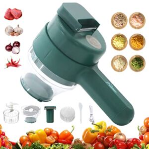 Multifunctional 4 in 1 Handheld Electric Vegetable Cutter Set, Portable Wireless Food Chopper | Kitchen Vegetable Slicer Dicer Cutter for Garlic Pepper Chili Onion Celery Ginger Meat