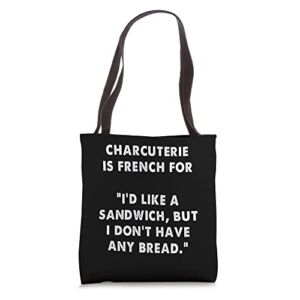charcuterie is french for Tote Bag