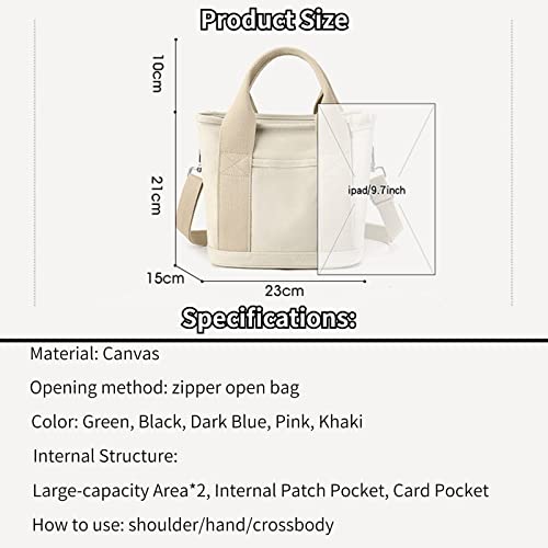 Japanese Canvas Tote Bag – Large Capacity Multi-pocket Handbag Crossbody Bag, with Adjustable Shoulder Strap (Green) | The Storepaperoomates Retail Market - Fast Affordable Shopping