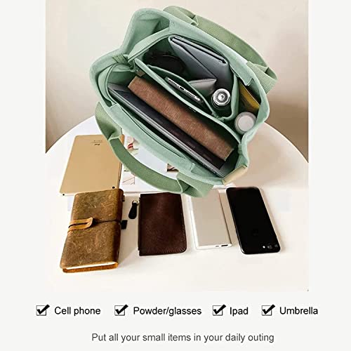 Japanese Canvas Tote Bag – Large Capacity Multi-pocket Handbag Crossbody Bag, with Adjustable Shoulder Strap (Green) | The Storepaperoomates Retail Market - Fast Affordable Shopping