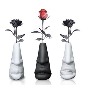 LOWEEY Face Vase, Creative Flower Vase with Glasses Holder White Vase for Home Decor, Minimalist Nordic Style Applies to Living Room, Bedroom, Shelf, Mantle, Entryway, Table (Set of 3)