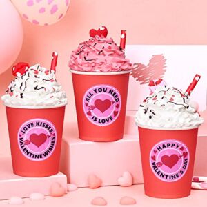 Valentines Day Cups Decorations – 3PCS Cups with Faux Whipped Cream Toppers Table Centerpieces Farmhouse Love Theme Sweet Heart Sign Cute Valentine Gift for Women Kitchen Decor