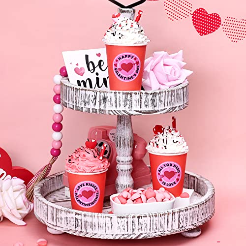 Valentines Day Cups Decorations – 3PCS Cups with Faux Whipped Cream Toppers Table Centerpieces Farmhouse Love Theme Sweet Heart Sign Cute Valentine Gift for Women Kitchen Decor | The Storepaperoomates Retail Market - Fast Affordable Shopping